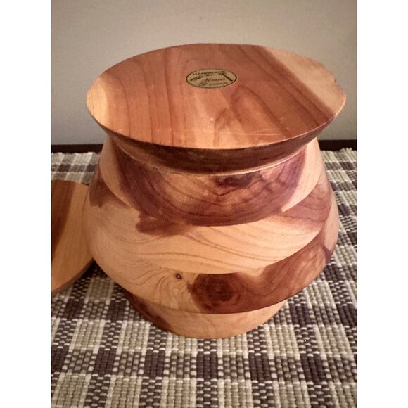 Vintage Handcrafted Wooden Storage Jar With Lid By Rossie Dezern - Picture 9 of 13